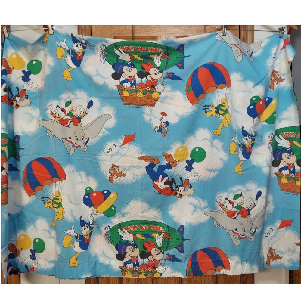 Vintage Disney Mickey Air Mobile Twin Flat Sheet Dumbo Donald Pluto Pacific